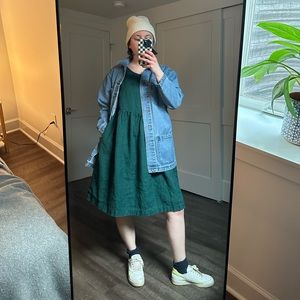 Emerald Green Linenfox Midi Dress